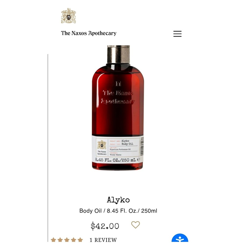 The Naxos Apothecary Alyko Body Oil Woody Marine‎ Fragrance 8.45 Fl Oz 250ml